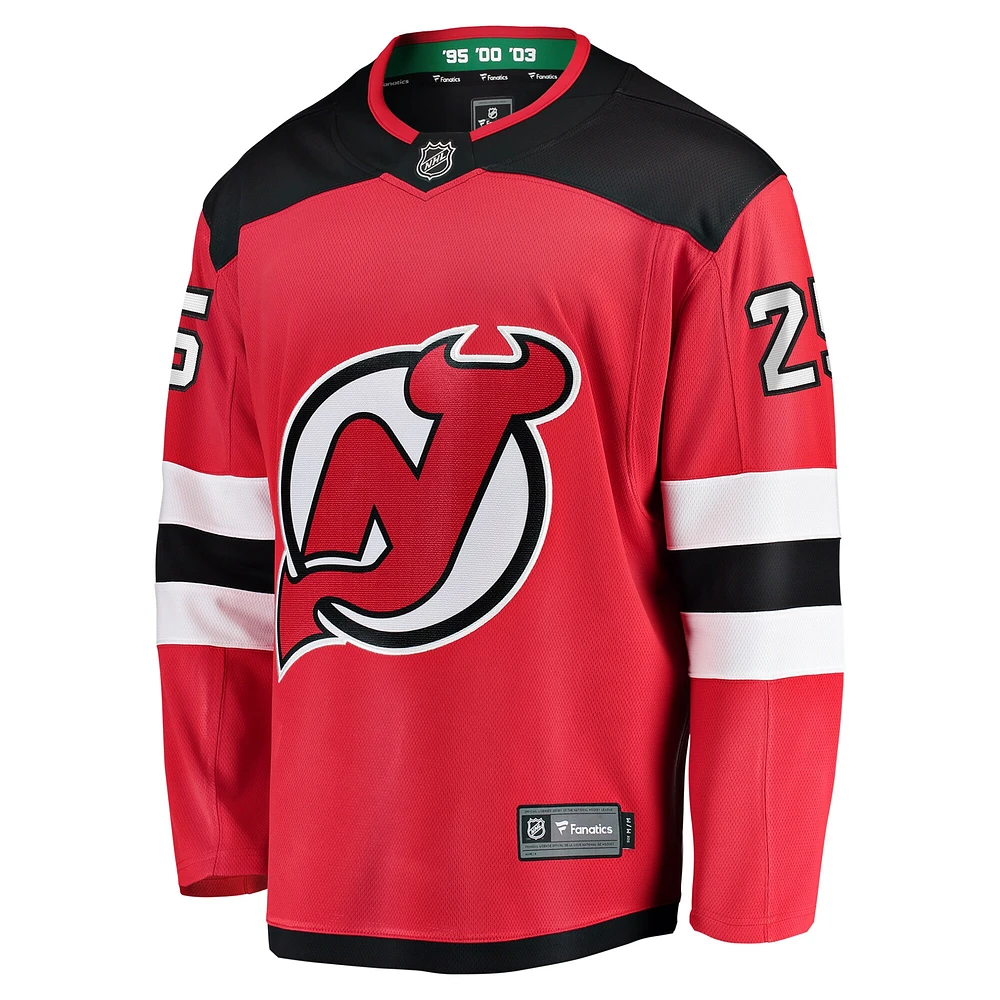 Fanatics pour hommes Jacob Markstrom rouge New Jersey Devils Home Premier Breakaway Player Maillot