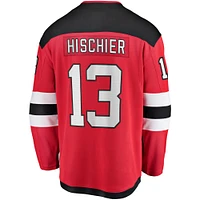 Men's Fanatics Nico Hischier Red New Jersey Devils Captain Patch Home Breakaway