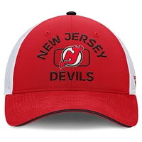 Casquette de camionneur authentique Pro Rink des New Jersey Devils rouge/blanc Fanatics pour hommes