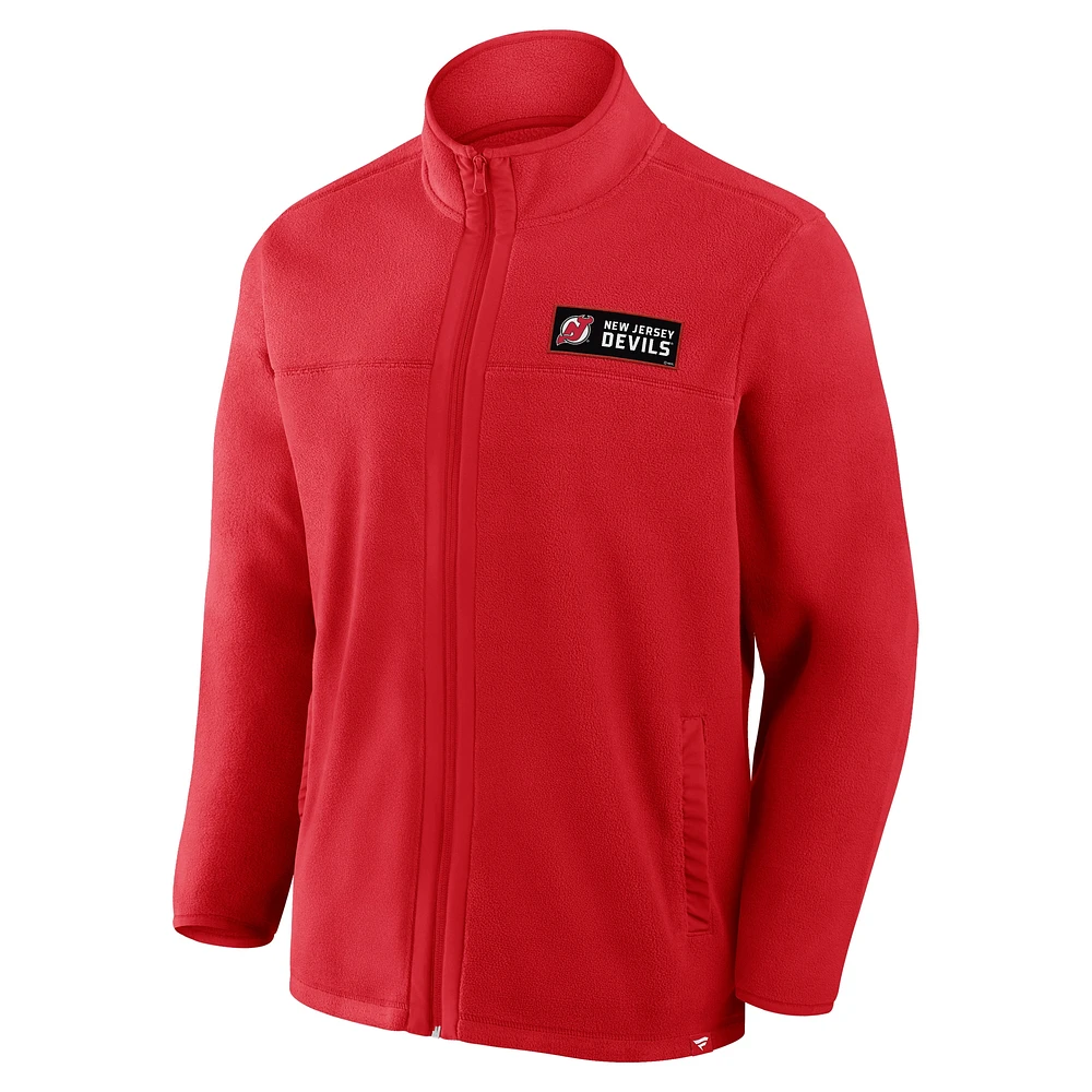 Veste polaire entièrement zippée Fanatics Red New Jersey Devils Home Ice pour homme