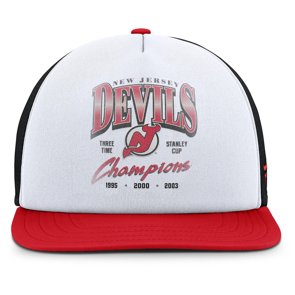 Men's Fanatics White/Red New Jersey Devils Decades Collection Foam Front Snapback Hat