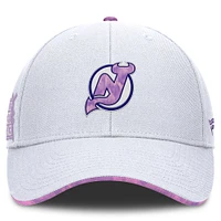 Men's Fanatics White New Jersey Devils Authentic Pro Hockey Fights Cancer Adjustable Hat