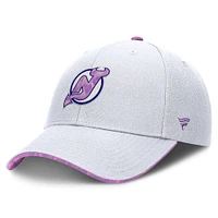 Men's Fanatics White New Jersey Devils Authentic Pro Hockey Fights Cancer Adjustable Hat