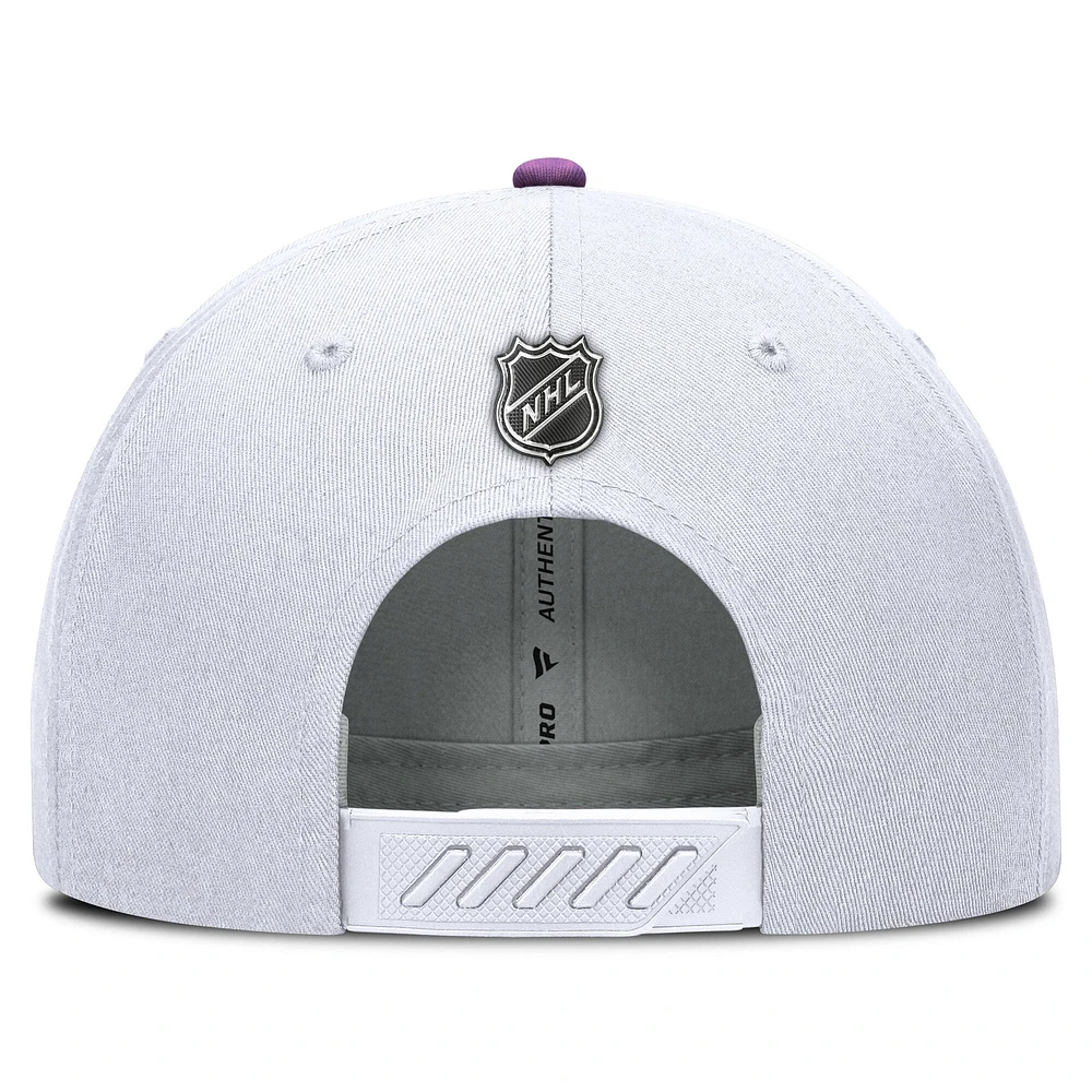 Men's Fanatics White New Jersey Devils Authentic Pro Hockey Fights Cancer Adjustable Hat