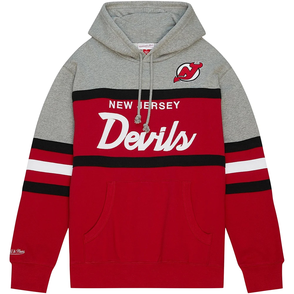 Sweat à capuche rouge/gris Mitchell & Ness pour hommes, entraîneur-chef des Devils du New Jersey