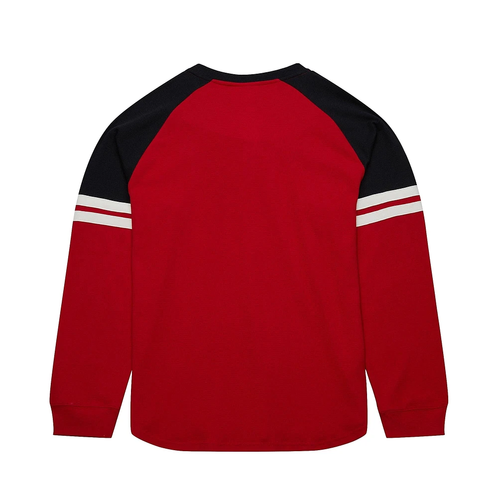 Men's Mitchell & Ness  Red New Jersey Devils Thermal Henley Long Sleeve T-Shirt