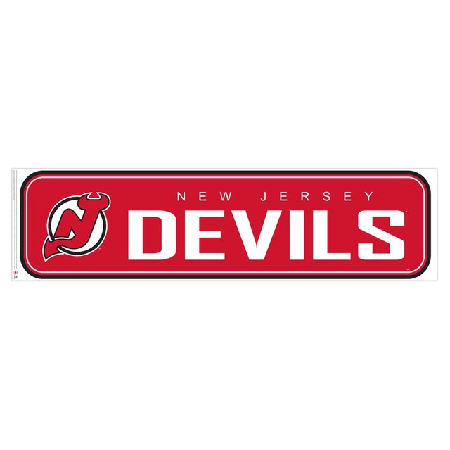 Devils du New Jersey - Décalcomanie murale longue conception repositionnable de l'équipe 90'' x 23''