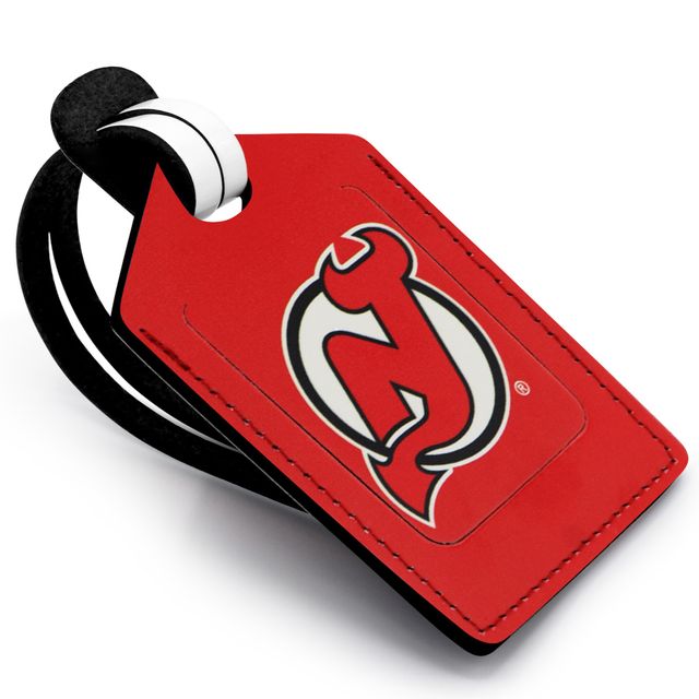 Étiquette de bagage en cuir personnalisée Devils du New Jersey rouge