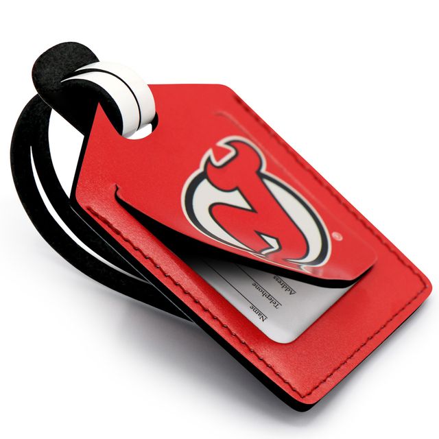 Étiquette de bagage en cuir personnalisée Devils du New Jersey rouge