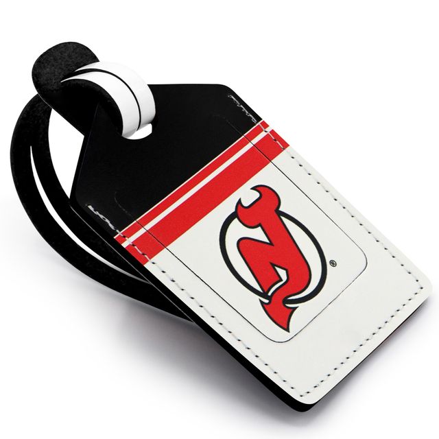 Étiquette de bagage en cuir personnalisée Devils du New Jersey blanc