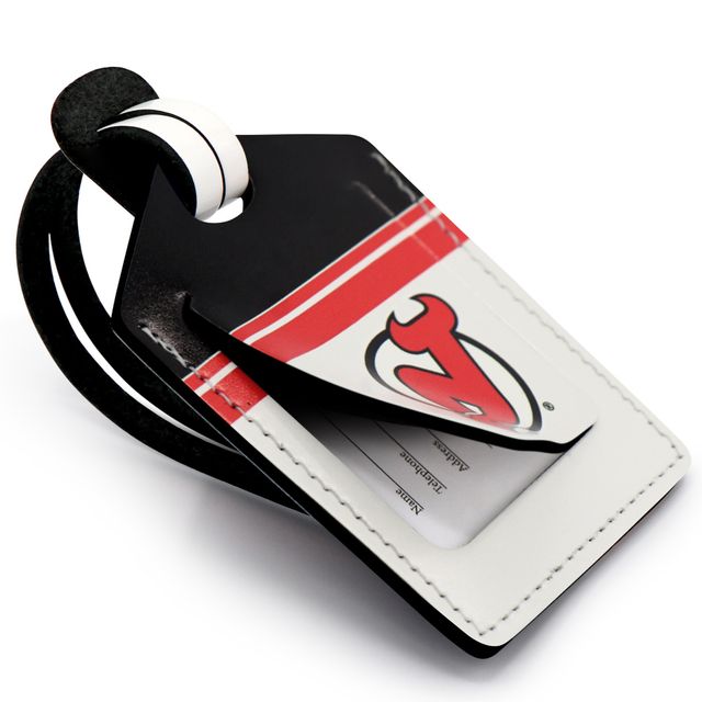 Étiquette de bagage en cuir personnalisée Devils du New Jersey blanc