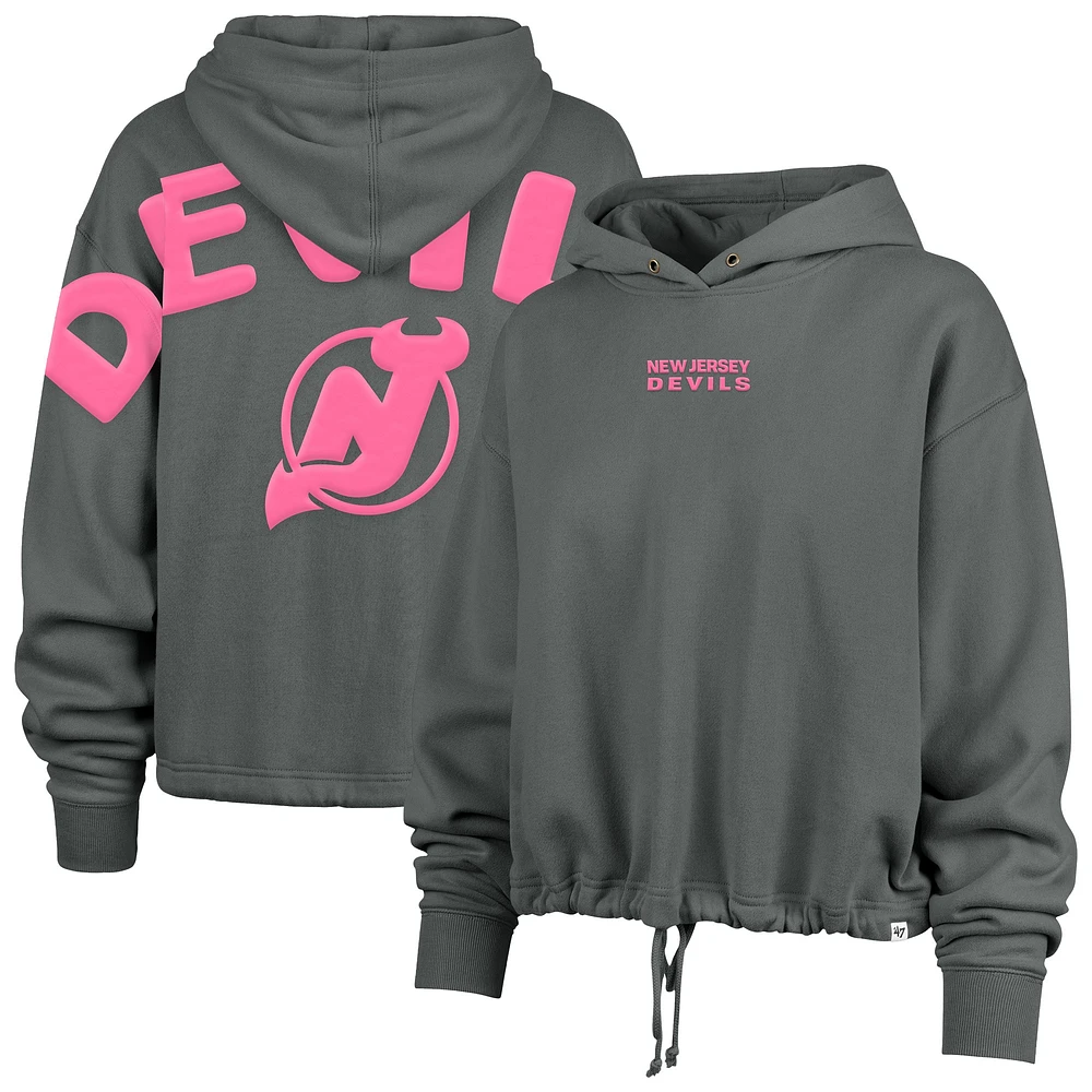 Sweat à capuche court Bright Side Venice '47 pour femme, gris, New Jersey Devils