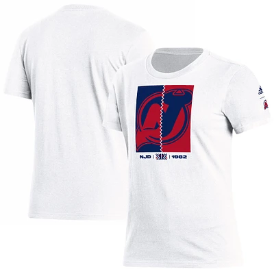 T-shirt adidas blanc New Jersey Devils Reverse Retro 2.0 Playmaker pour femme
