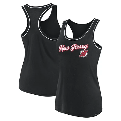Débardeur noir à col rond et dos nageur Fanatics pour femmes des Devils du New Jersey