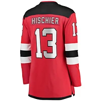 Women's Fanatics Nico Hischier Red New Jersey Devils Captain Patch Home Breakaway