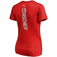 Women's Fanatics Nico Hischier Red New Jersey Devils Plus Backer Name & Number V-Neck T-Shirt