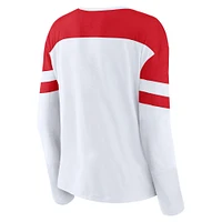 Women's Fanatics White/Red New Jersey Devils Frozen Long Sleeve Notch Neck T-Shirt