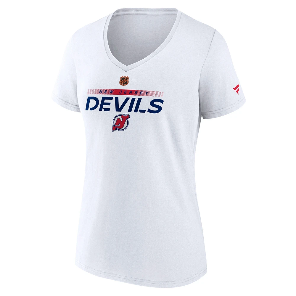 Women's Fanatics  White New Jersey Devils Special Edition V-Neck T-Shirt