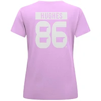 Women's Levelwear Jack Hughes Lavender New Jersey Devils Hockey Fights Cancer Anthem Name & Number T-Shirt