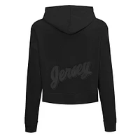 Women's Pro Standard  Black New Jersey Devils Jewels Cropped Pullover Hoodie