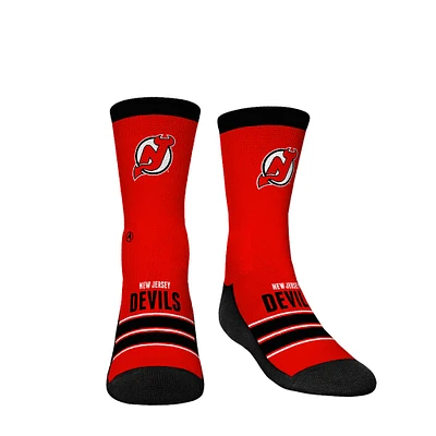 Chaussettes Rock Em pour jeunes Chaussettes à rayures Gametime Crew des Devils du New Jersey