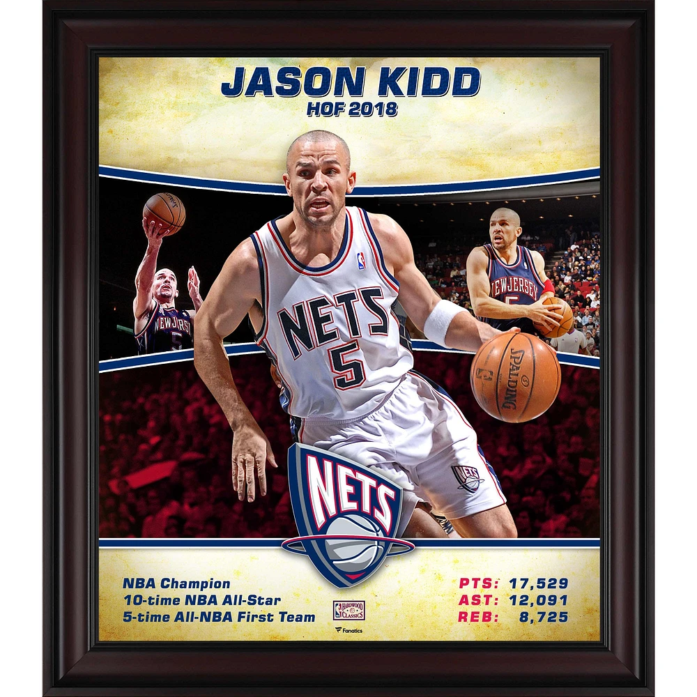 Jason Kidd New Jersey Nets Framed 15" x 17" Hardwood Classics Player Collage