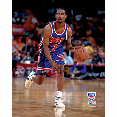 Kenny Anderson New Jersey Nets Unsigned Blue Dribbling Photograph