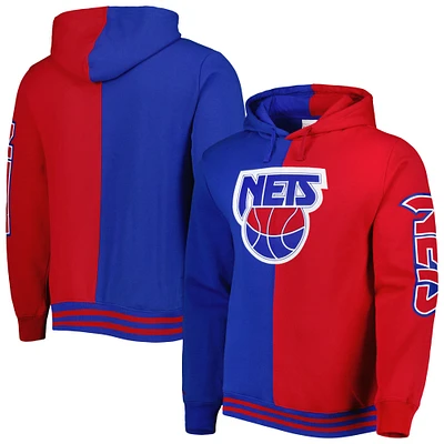 Chandail à capuchon fendu pour homme Mitchell & Ness New Jersey Nets Big Tall Hardwood Classics bleu/rouge