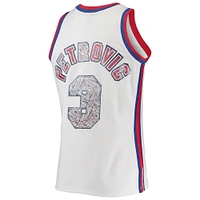 Men's Mitchell & Ness Drazen Petrovic White New Jersey Nets 1992/93 Hardwood Classics NBA 75th Anniversary Diamond Swingman