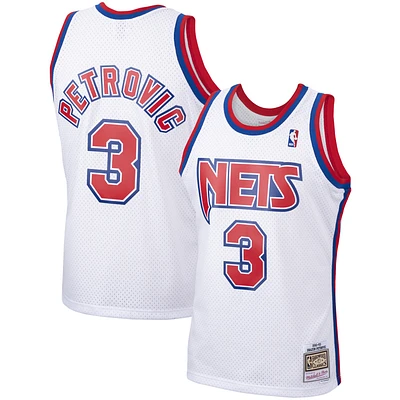 Maillot Swingman Mitchell & Ness Drazen Petrovic pour hommes, blanc, New Jersey Nets, 1992/93, Hardwood Classics