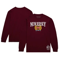 T-shirt à manches longues pour hommes Mitchell & Ness New Jersey Nets Hardwood Classics Ivy League rouge