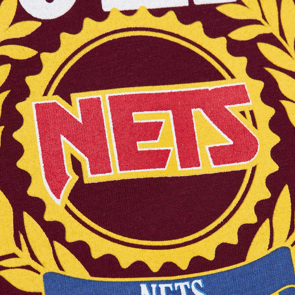 T-shirt à manches longues pour hommes Mitchell & Ness New Jersey Nets Hardwood Classics Ivy League rouge