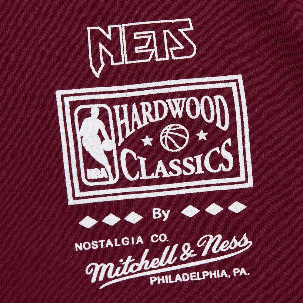 T-shirt à manches longues pour hommes Mitchell & Ness New Jersey Nets Hardwood Classics Ivy League rouge