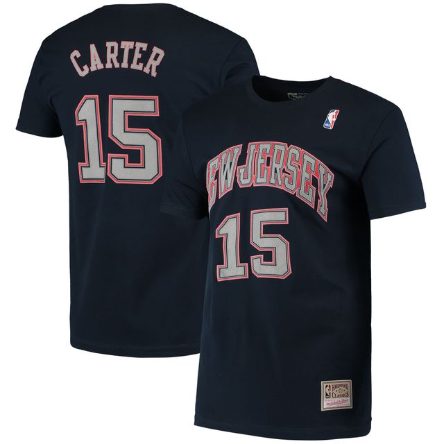 T-shirt avec nom et numéro de point Mitchell & Ness Vince Carter pour hommes, bleu marine, New Jersey Nets, Hardwood Classics