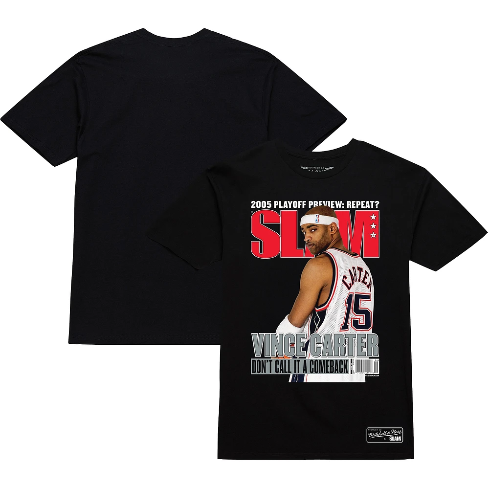 T-shirt unisexe Mitchell & Ness Vince Carter noir New Jersey Nets « Don't Call It A Comeback SLAM Cover »