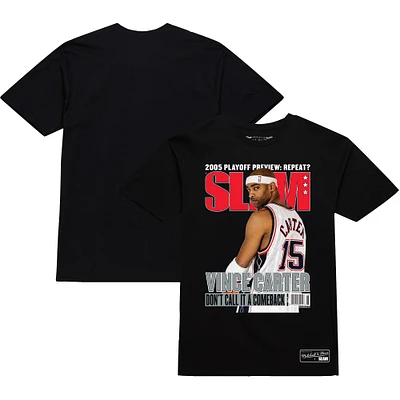 T-shirt unisexe Mitchell & Ness Vince Carter noir New Jersey Nets « Don't Call It A Comeback SLAM Cover »
