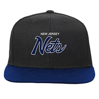 Youth Mitchell & Ness Black New Jersey Nets Team Script Snapback Hat