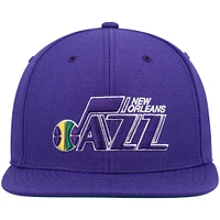 Men's Mitchell & Ness Purple New Orleans Jazz Hardwood Classics Team Ground 2.0 Snapback Hat