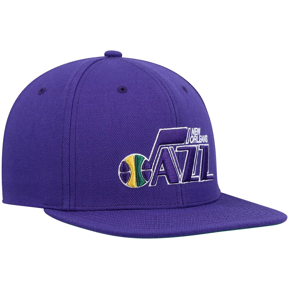 Men's Mitchell & Ness Purple New Orleans Jazz Hardwood Classics Team Ground 2.0 Snapback Hat