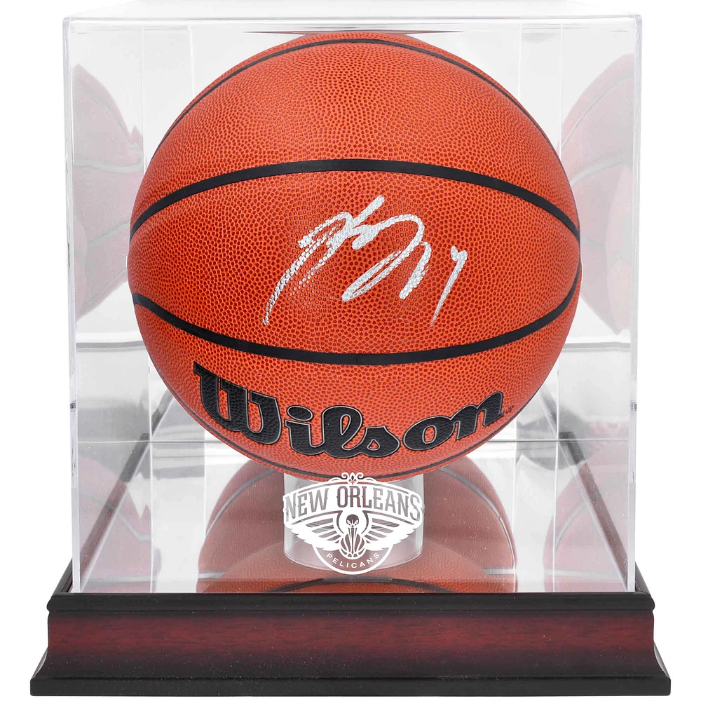Brandon Ingram New Orleans Pelicans Autographed Wilson Replica Basketball with Mahogany Team Logo Display Case