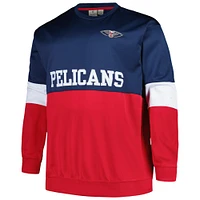 Men's Fanatics Navy/Red New Orleans Pelicans Big & Tall Split Pullover Sweatshirt