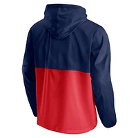 Fanatics pour hommes bleu marine/rouge New Orleans Pelicans Block Party Thrill Seeker - Veste à capuche demi-zip