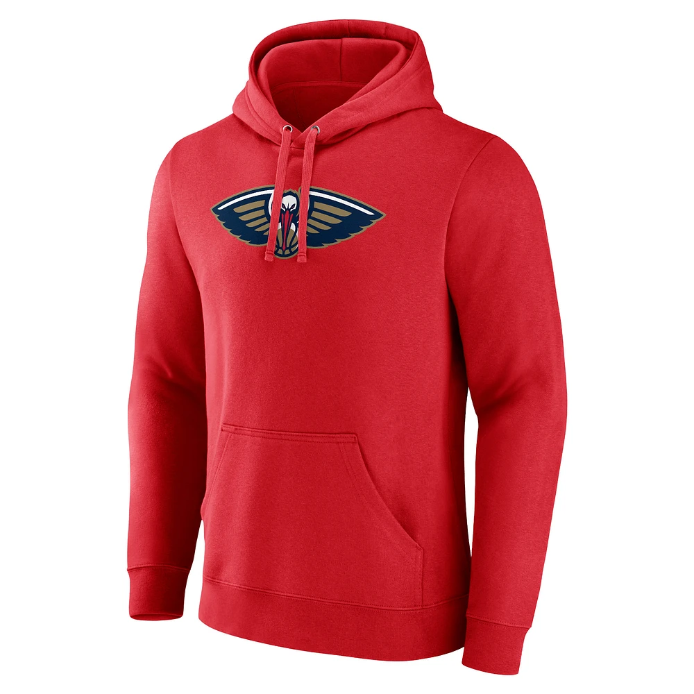Men's Fanatics  Red New Orleans Pelicans Primary Logo Pullover Hoodie