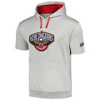 Men's Fanatics Silver/Red New Orleans Pelicans Short Sleeve Pullover Hoodie