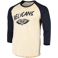 Men's Fanatics Zion Williamson Cream/Navy New Orleans Pelicans Raglan 3/4 Sleeve T-Shirt