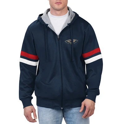 Veste à capuche entièrement zippée G-III Sports by Carl Banks pour hommes, bleu marine, New Orleans Pelicans Contender