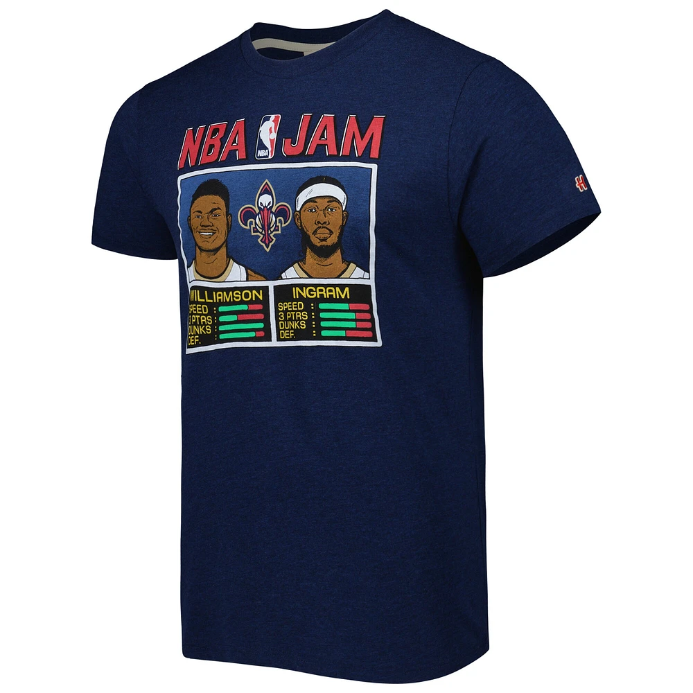 Men's Homage Zion Williamson & Brandon Ingram Navy New Orleans Pelicans NBA Jam Tri-Blend T-Shirt