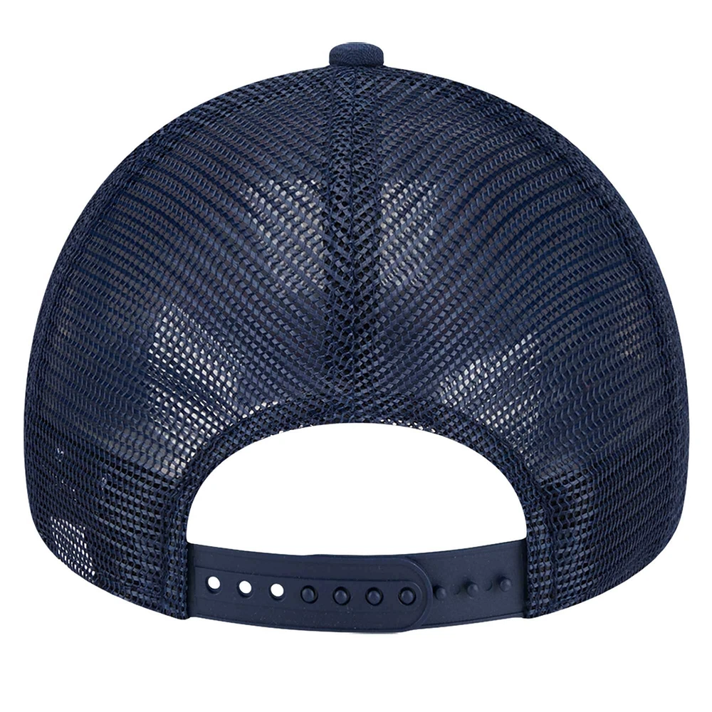 Men's New Era Navy/Gold New Orleans Pelicans Tip Off A-Frame Trucker 9FORTY Adjustable Hat