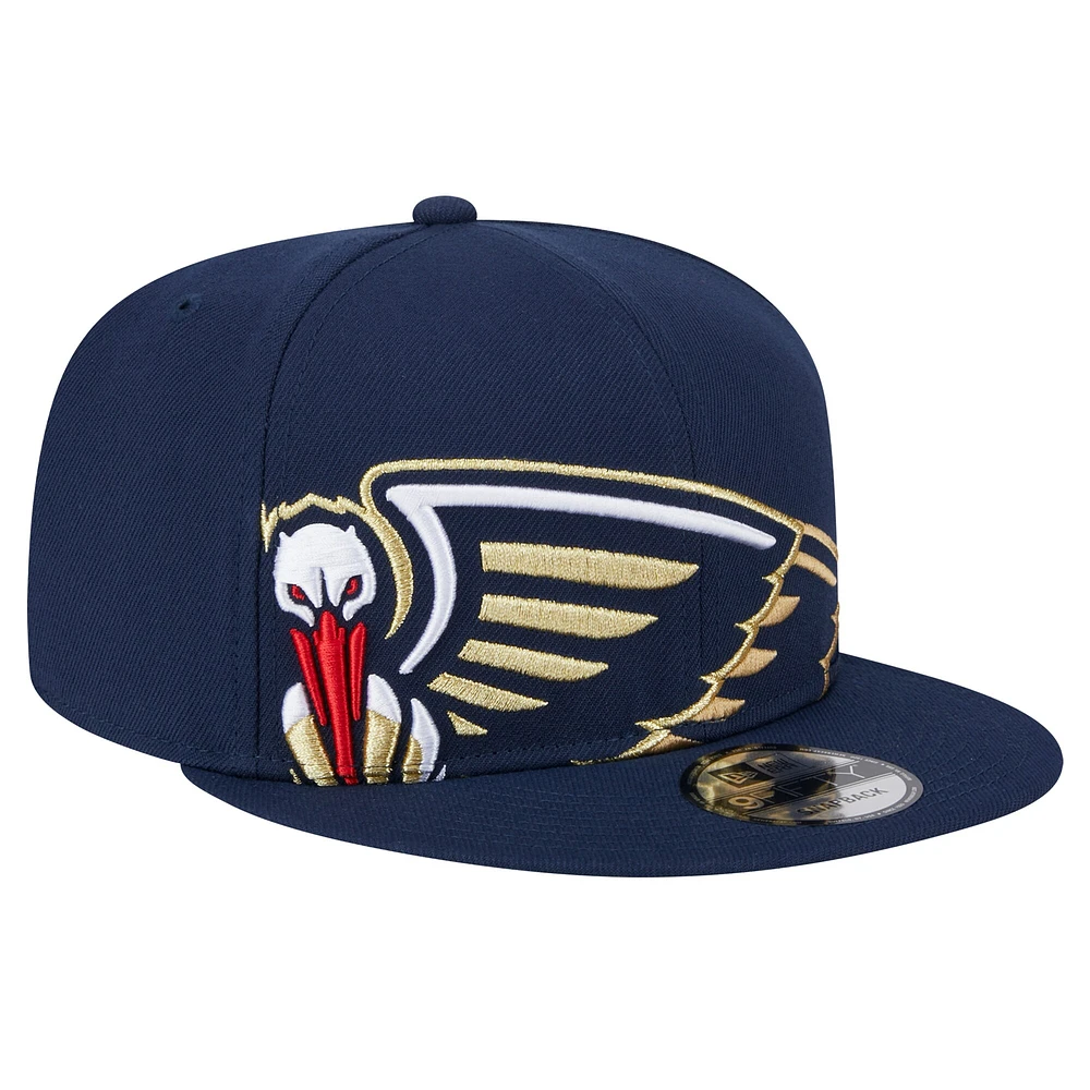 Men's New Era Navy New Orleans Pelicans Sport Night Team Shadow 9FIFTY Snapback Hat