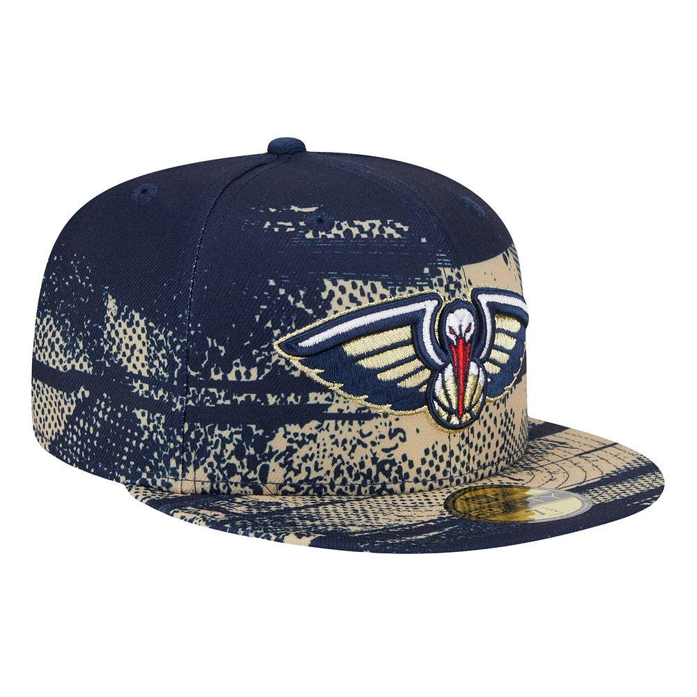Men's New Era Navy Orleans Pelicans Tip-Off 59FIFTY Fitted Hat